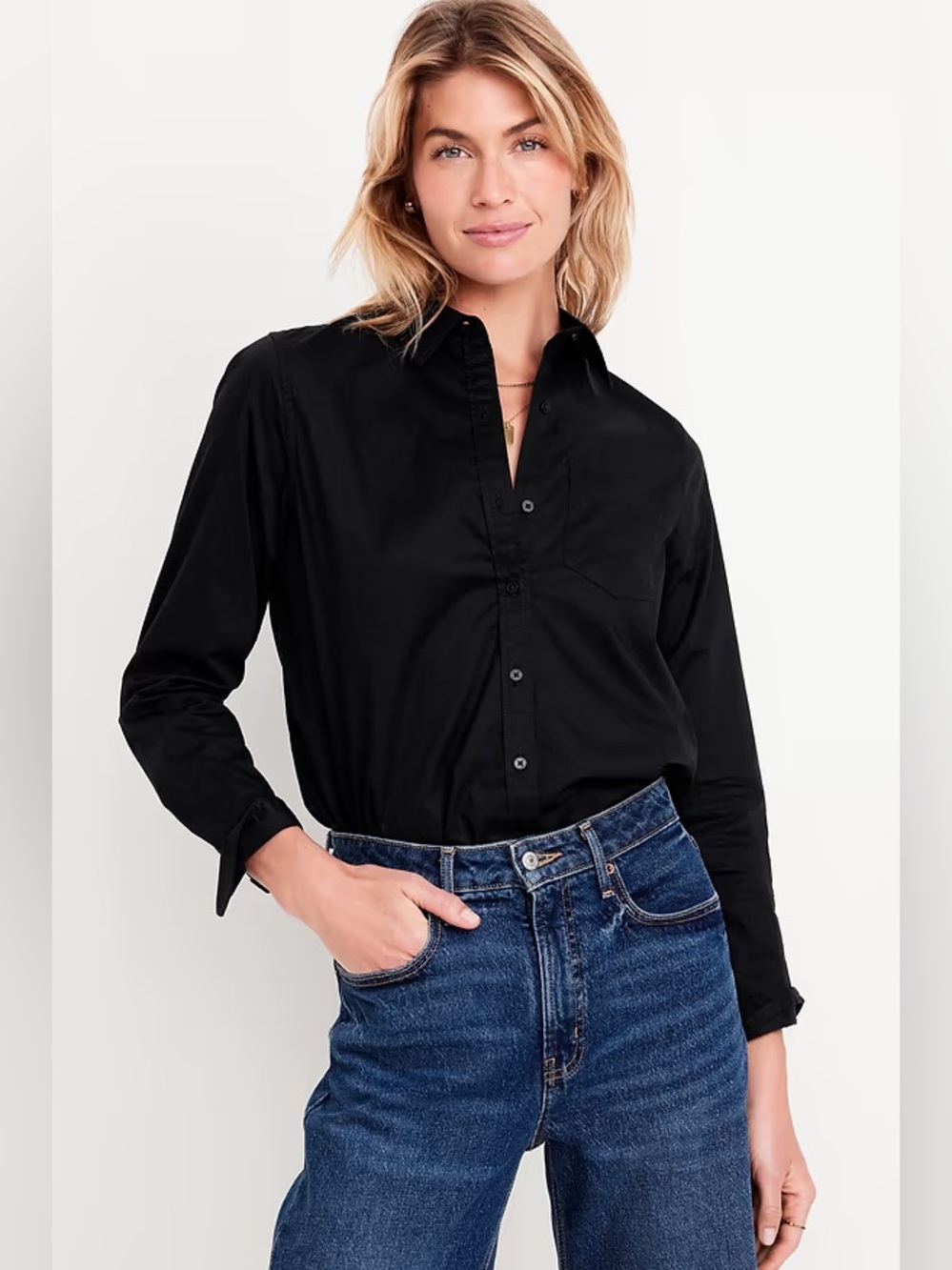 Old Navy Classic Button Down Shirt Black Size XXL